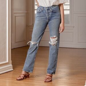 AGOLDE Lana rip knee straight leg organic cotton jeans